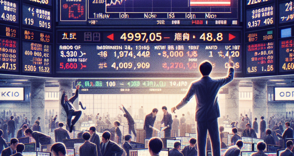 日経平均株価が急騰！一時1000円超の上昇を記録。