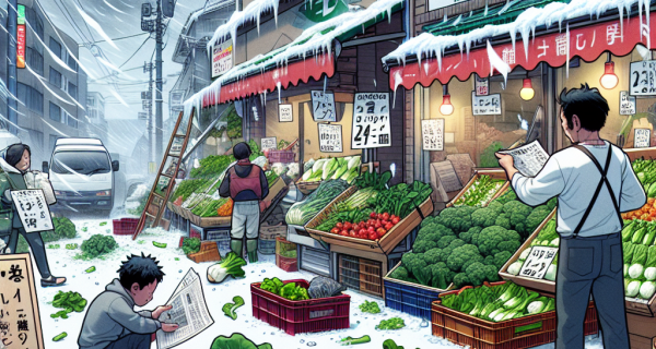 ひょうの被害で白菜に大穴、農家の苦悩が深まる。