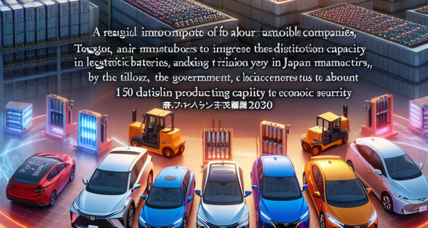 EV電池に1兆円投資、車4社が補助を受ける！未来の自動車産業が変わる予感。